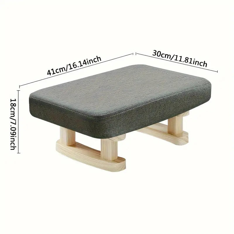 Retro Charm Wooden Footstool - Grey-1