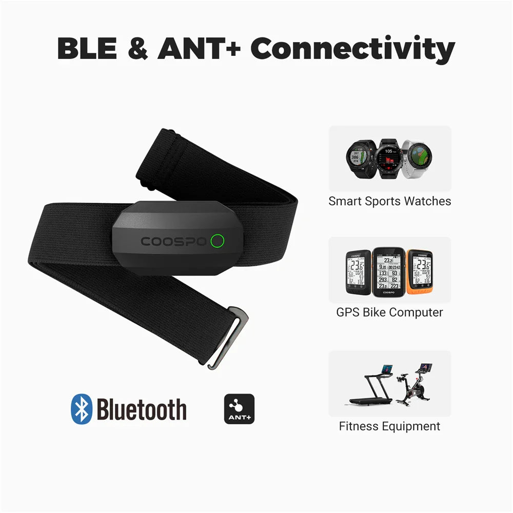 NNEOBA Dual Mode Heart Rate Sensor ANT+ And Bluetooth Chest Strap Black