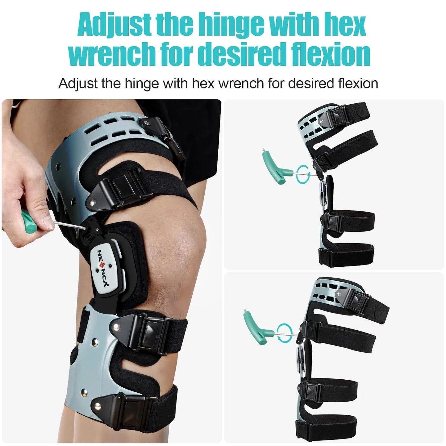 NNEOBA Medical Knee Brace Support Right Leg White-4