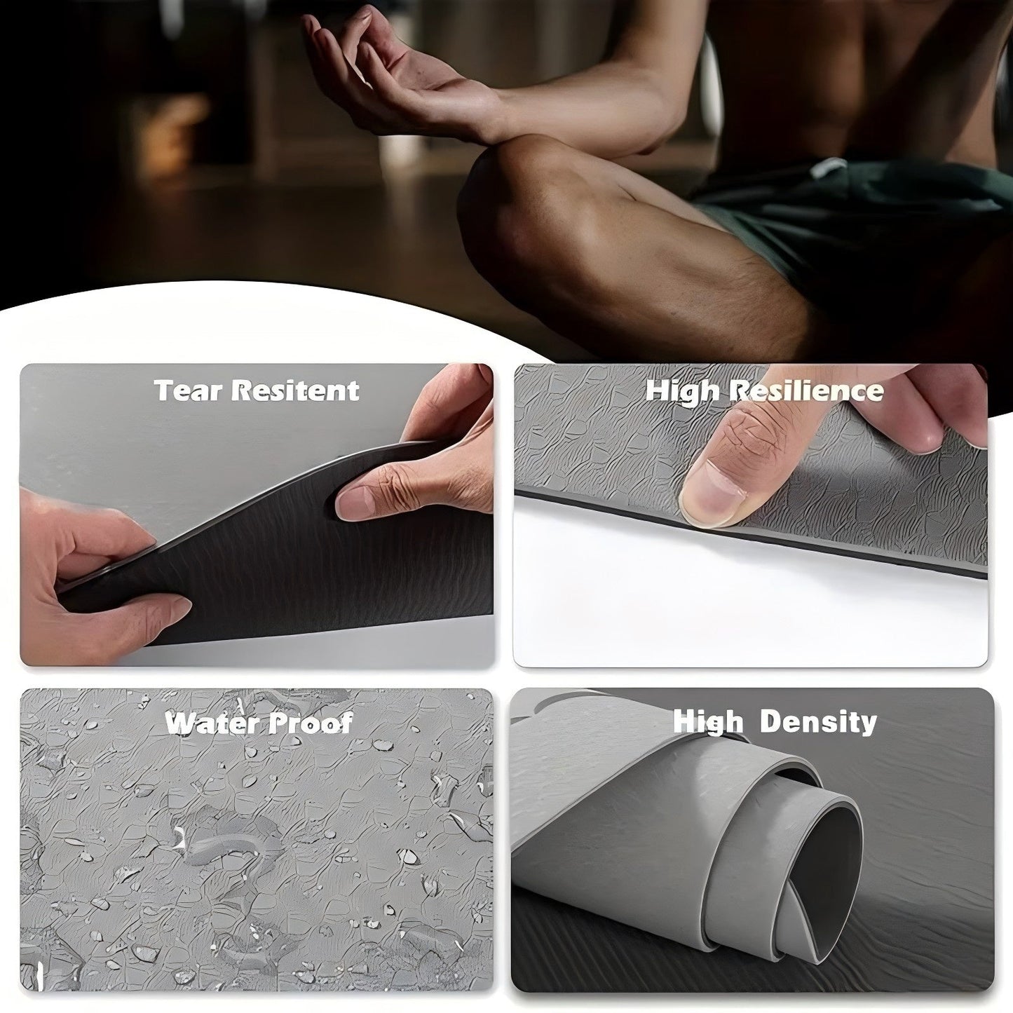 NNEDSZ Yoga Mat Exercise Workout Mats Fitness Mat for Home Gym Black 8mm-1