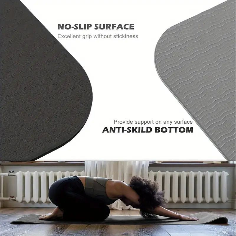 NNEDSZ Yoga Mat Exercise Workout Mats Fitness Mat for Home Gym Black 8mm-3