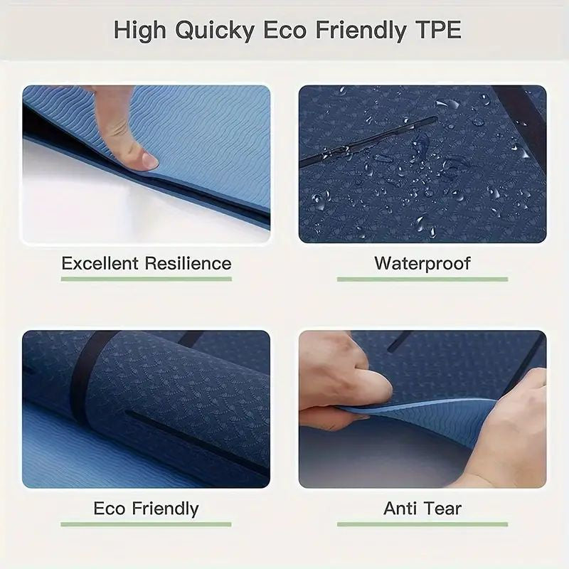 NNEDSZ Yoga Mat Exercise Workout Mats Fitness Mat for Home Gym Blue 8mm