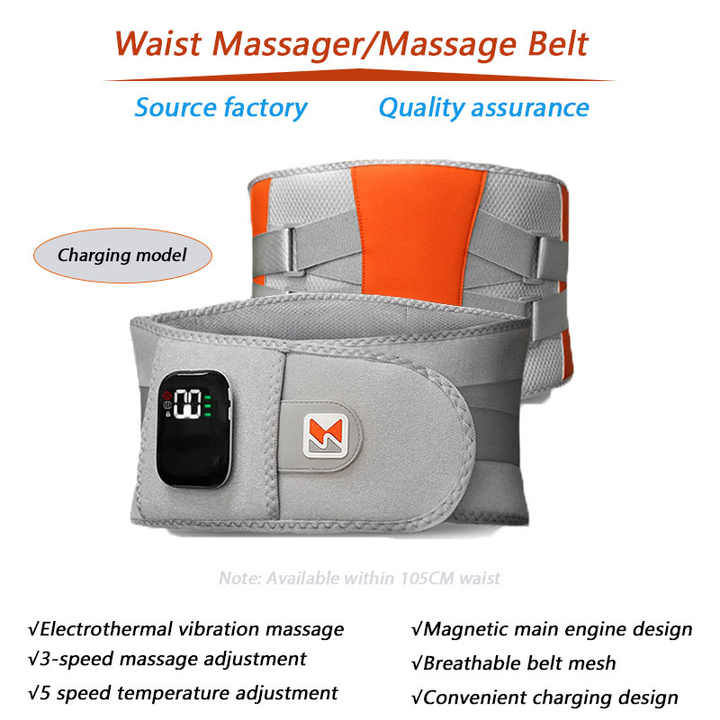 NNEDSZ Dark Blue Wireless Heated Waist Massager with Lumbar Support - Smart Back Pain Relief Device-3