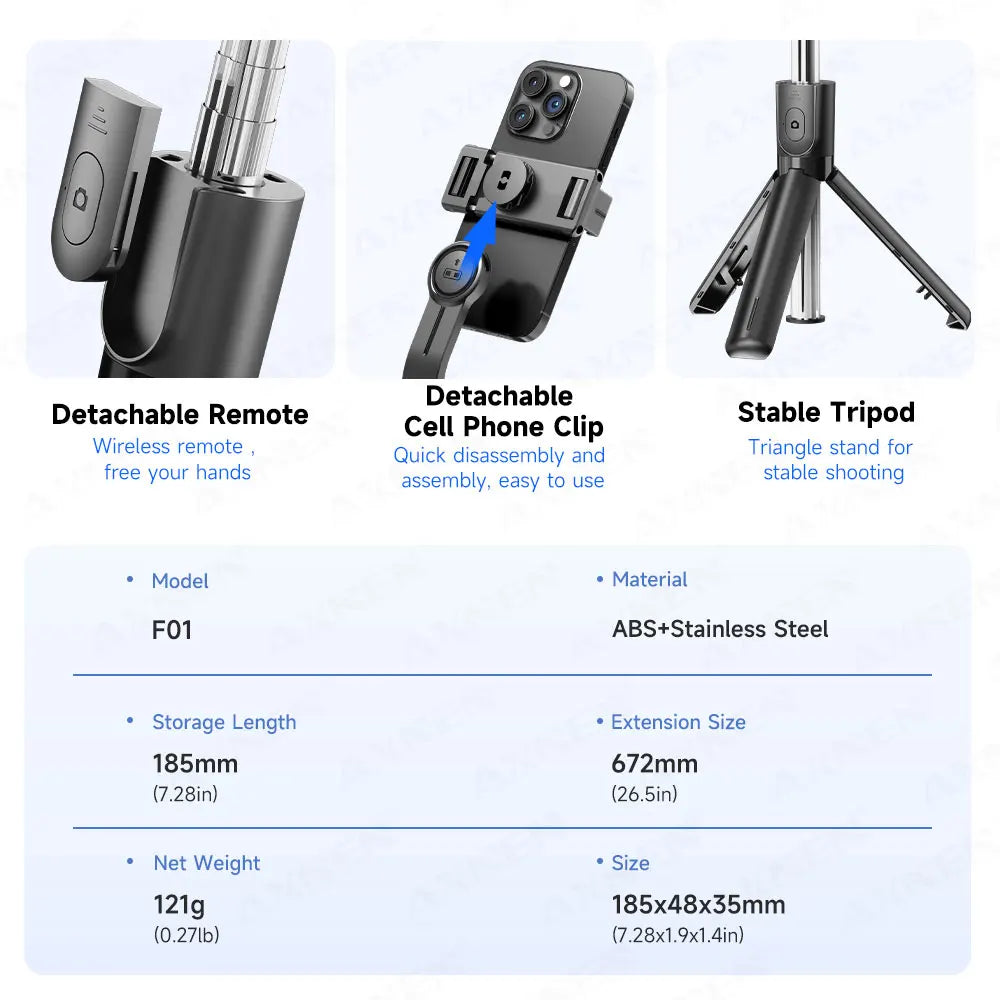 Bluetooth Selfie Stick Tripod Desktop Stand, Phone Holder, Wireless Remote Shutter, for Iphone Android, Option with Fill Light