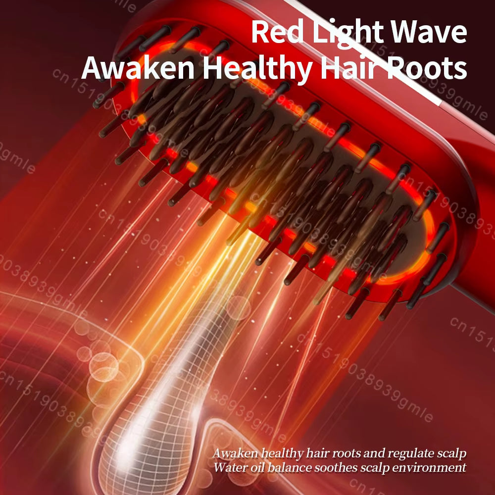 Red Light Brush Electric Hair Scalp Massager Vibration Relax Red Light Head Hair Brush Scalp Massager Infrared Hair Brush Beauty