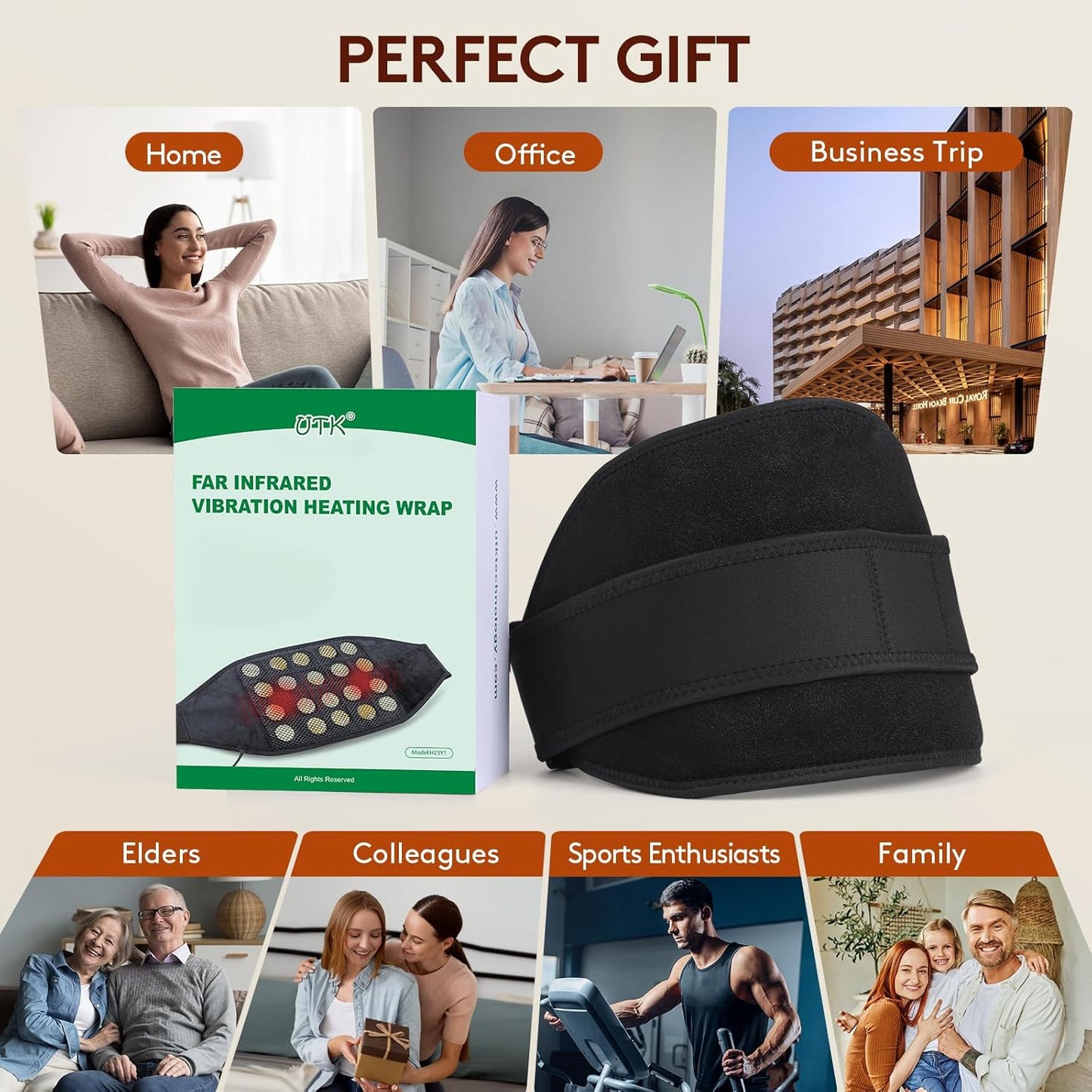 Heating Pad with Vibration for Lower Back, Heated Waist Wrap with Strap-55Inch. 3 Vibration Modes, Smart Controller, Hot Enough (103℉-159℉), Auto Shut Off, XL/XXL