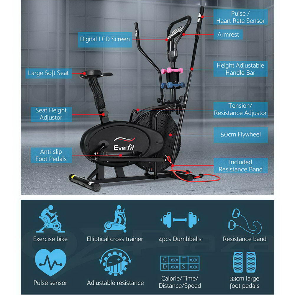 Everfit Elliptical Cross Trainer Exercise Bike Bicycle Home Gym Fitness Training