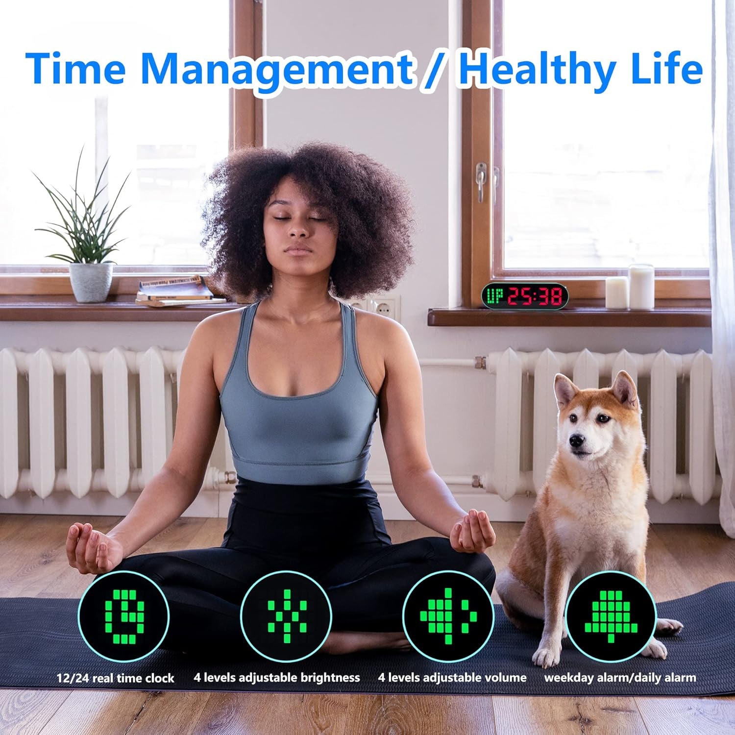 Portable Gym Timer Clock for Home Gym, Digital Workout Interval with Time Progress Bar/Rounds, Memory Function, Countdown/Stopwatch, Easy to Use Fit Boxing Tabata HIIT Emom Fitness Light Green