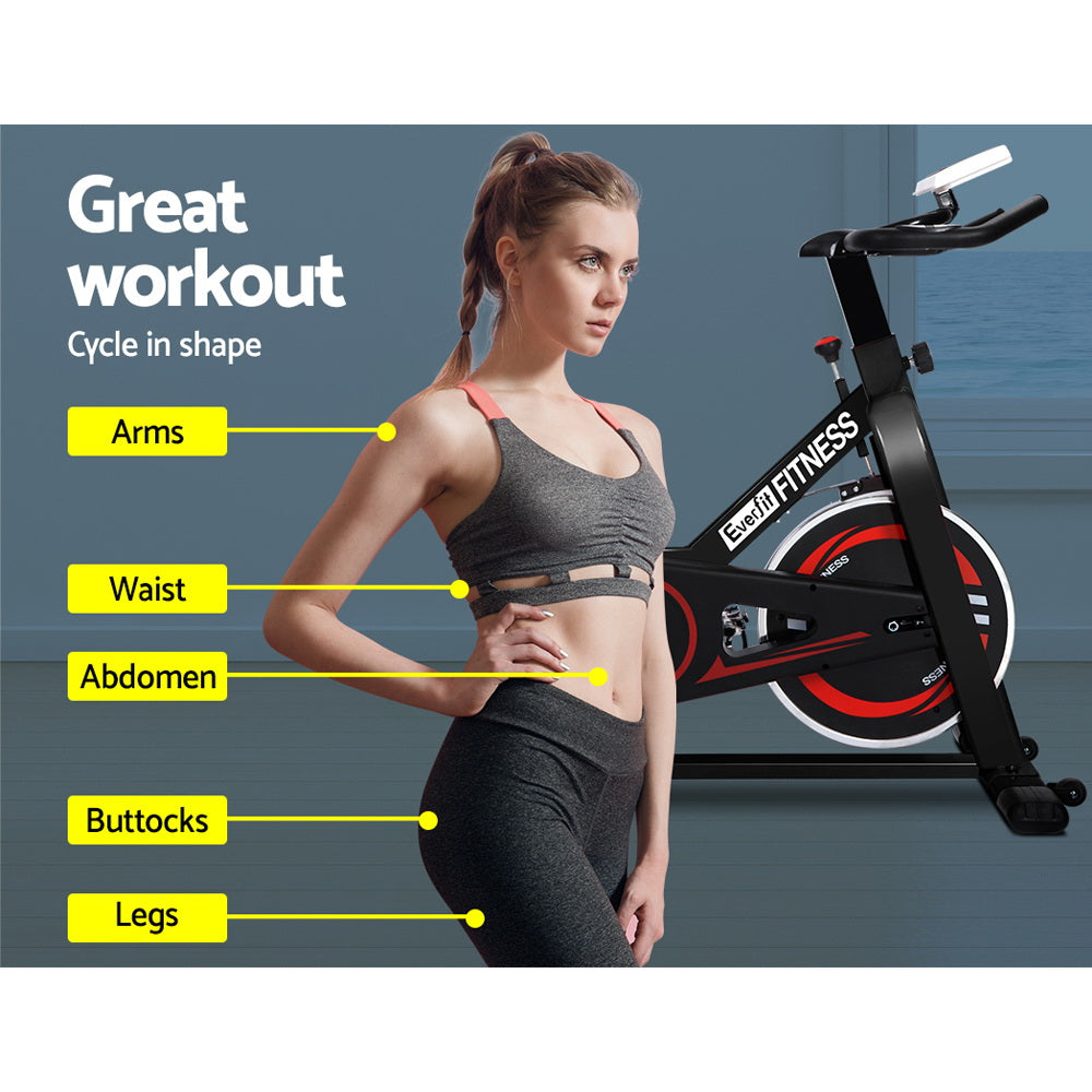 NNEDSZ Spin Exercise Bike Cycling Fitness Commercial Home Workout Gym Black