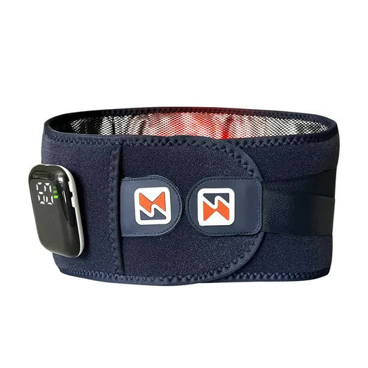 NNEDSZ Dark Blue Wireless Heated Waist Massager with Lumbar Support - Smart Back Pain Relief Device-0
