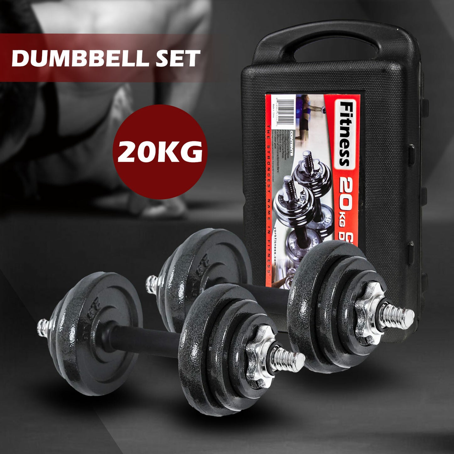 Dumbbell Set Weight Dumbbells Home Gym Training Fitness Barbell Equipment Case