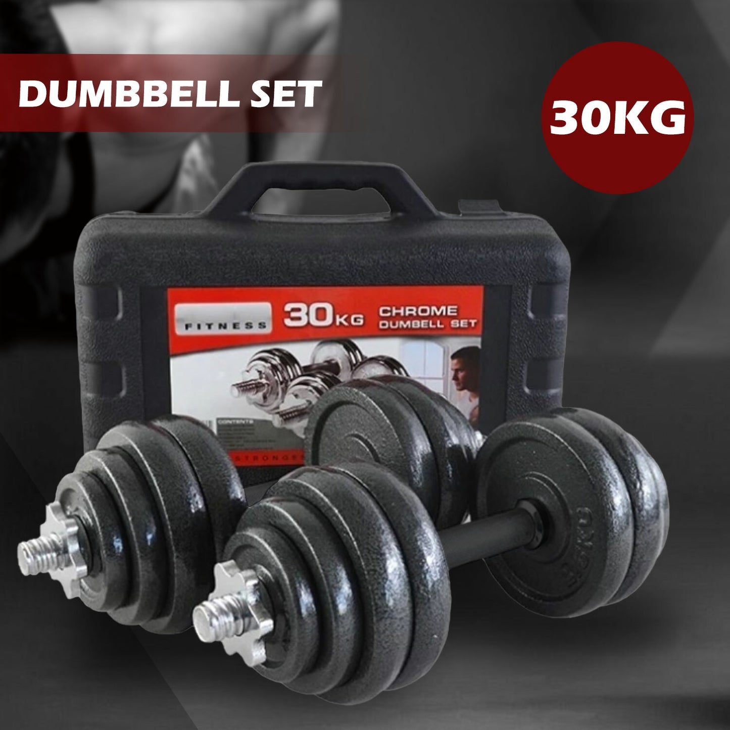 Dumbbell Set Weight Dumbbells Home Gym Training Fitness Barbell Equipment Case