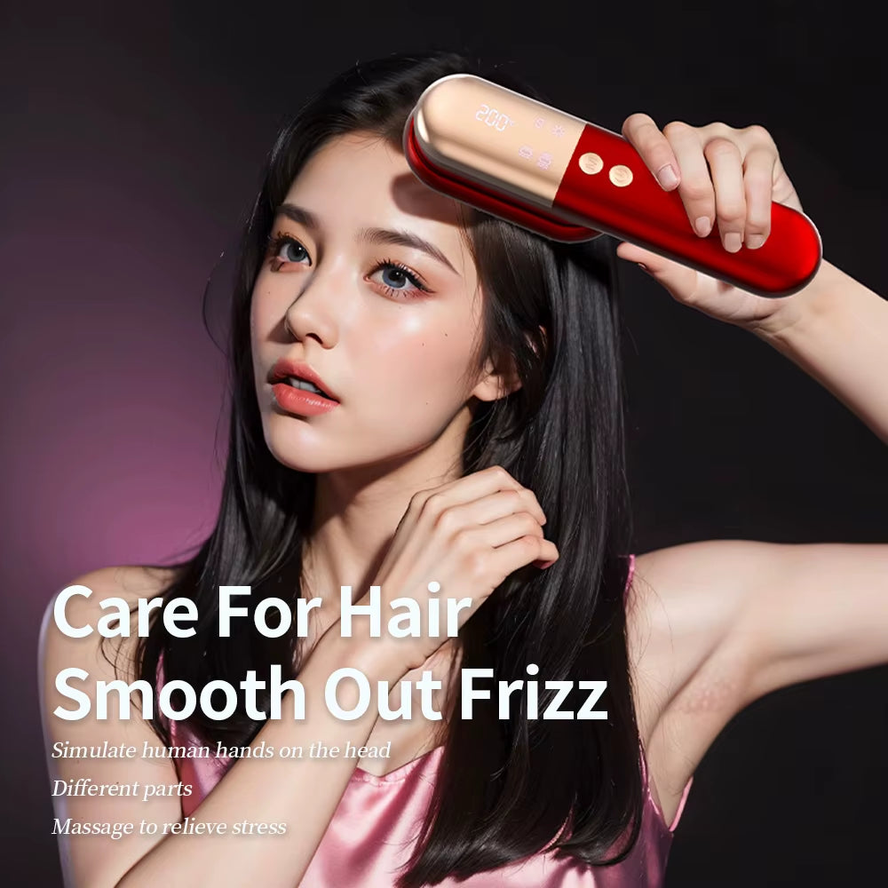 Red Light Brush Electric Hair Scalp Massager Vibration Relax Red Light Head Hair Brush Scalp Massager Infrared Hair Brush Beauty