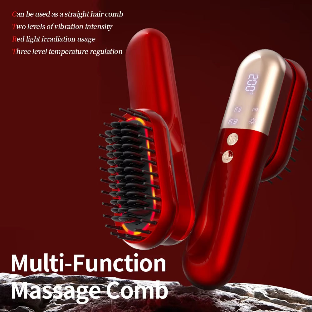 Red Light Brush Electric Hair Scalp Massager Vibration Relax Red Light Head Hair Brush Scalp Massager Infrared Hair Brush Beauty